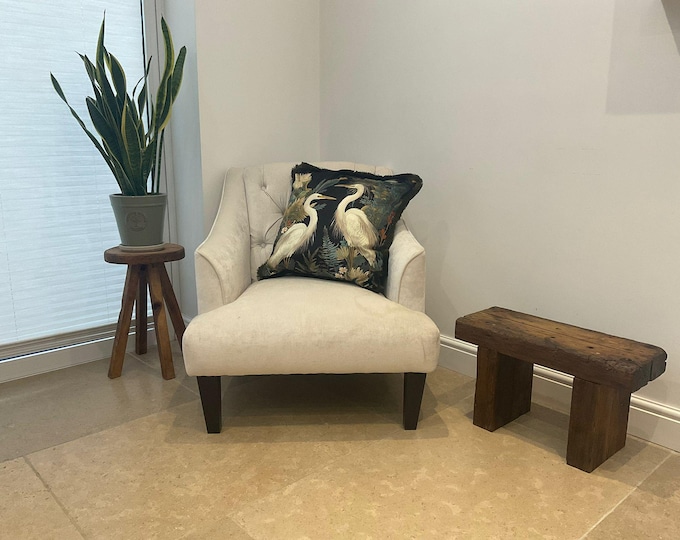 The Batsford - Reclaimed Pine Stool – Handmade Rustic Wooden Footstool, Solid Wood Side Table or Small Bench