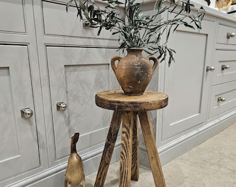 The Bourton Stool - Handmade wooden round top rustic stool made from locally sourced recycled scaffold boards.