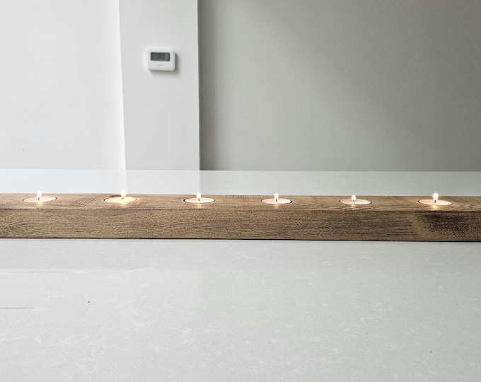 A handmade tea light candle centre piece with 6 tea lights included