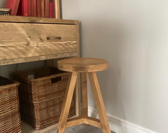The Heatherfold Stool -  Our perfectly imperfect handmade wooden round top rustic stool made from locally sourced recycled wood.