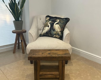 The Nailsworth - Reclaimed Pine Bench with Shelf – Handmade Rustic Wooden Side Table, Solid Wood Storage Bench