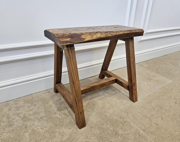 Handmade rustic rectangle top stool/bench. Medium
