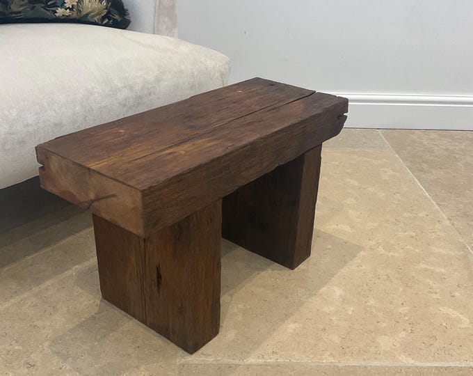 The Bisley - Reclaimed Pine Bench – Handmade Rustic Wooden Stool, Solid Wood Side Table or Seat