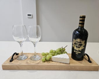 Handmade charcuterie board with handles