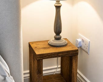 A rustic handmade wooden small bedside table/ side table, also available as a pair.