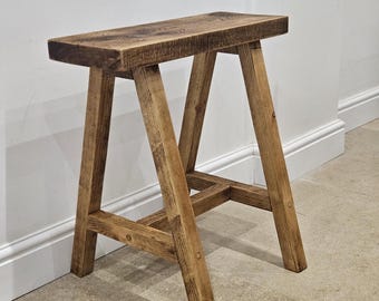 A rustic handmade recycled stool large