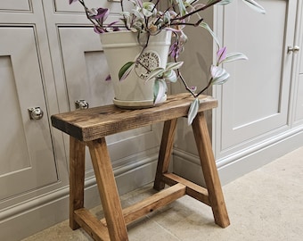 Handmade rustic rectangle top stool/bench. Large
