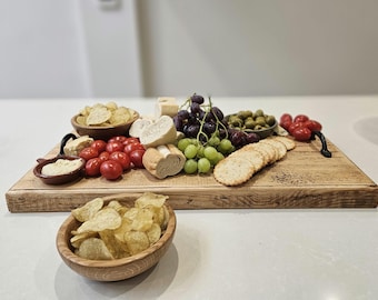 Handmade charcuterie board with handles
