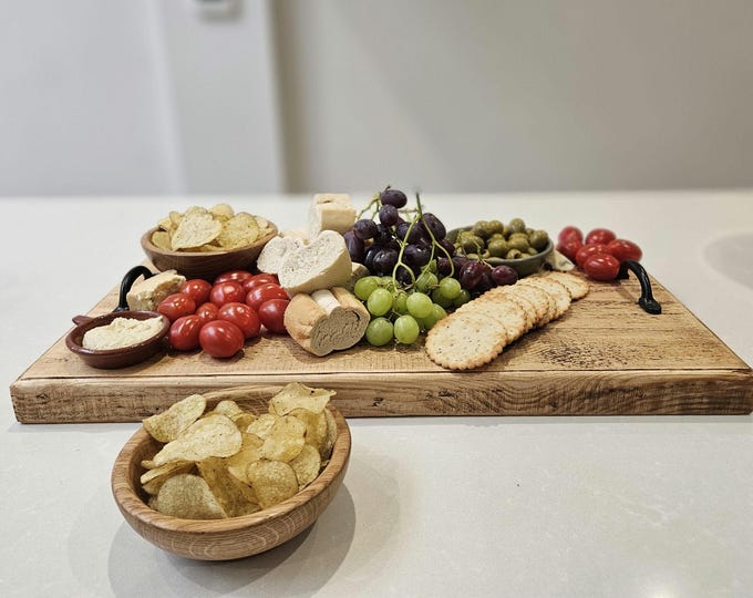 Handmade charcuterie board with handles