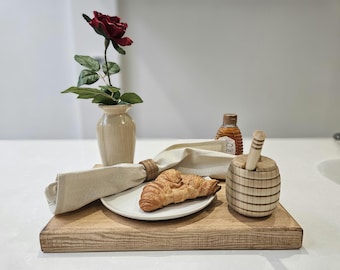 Handmade Rustic Charcuterie Board with Black Metal Handles