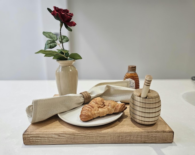 Handmade Rustic Charcuterie Board with Black Metal Handles