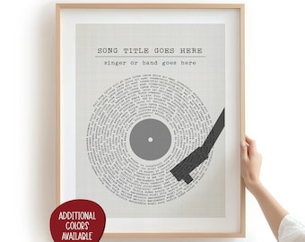 Custom Song Lyrics Wall Art Print - Personalized Spiral Vinyl Record Music Poster