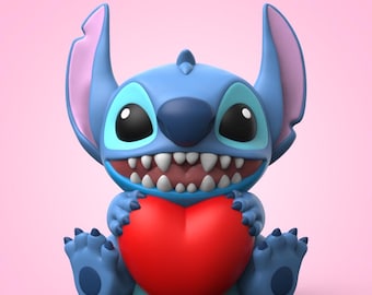Stitch Stitch modèle 3D | Fichiers STL/3MF | point tenant un coeur | Téléchargement numérique