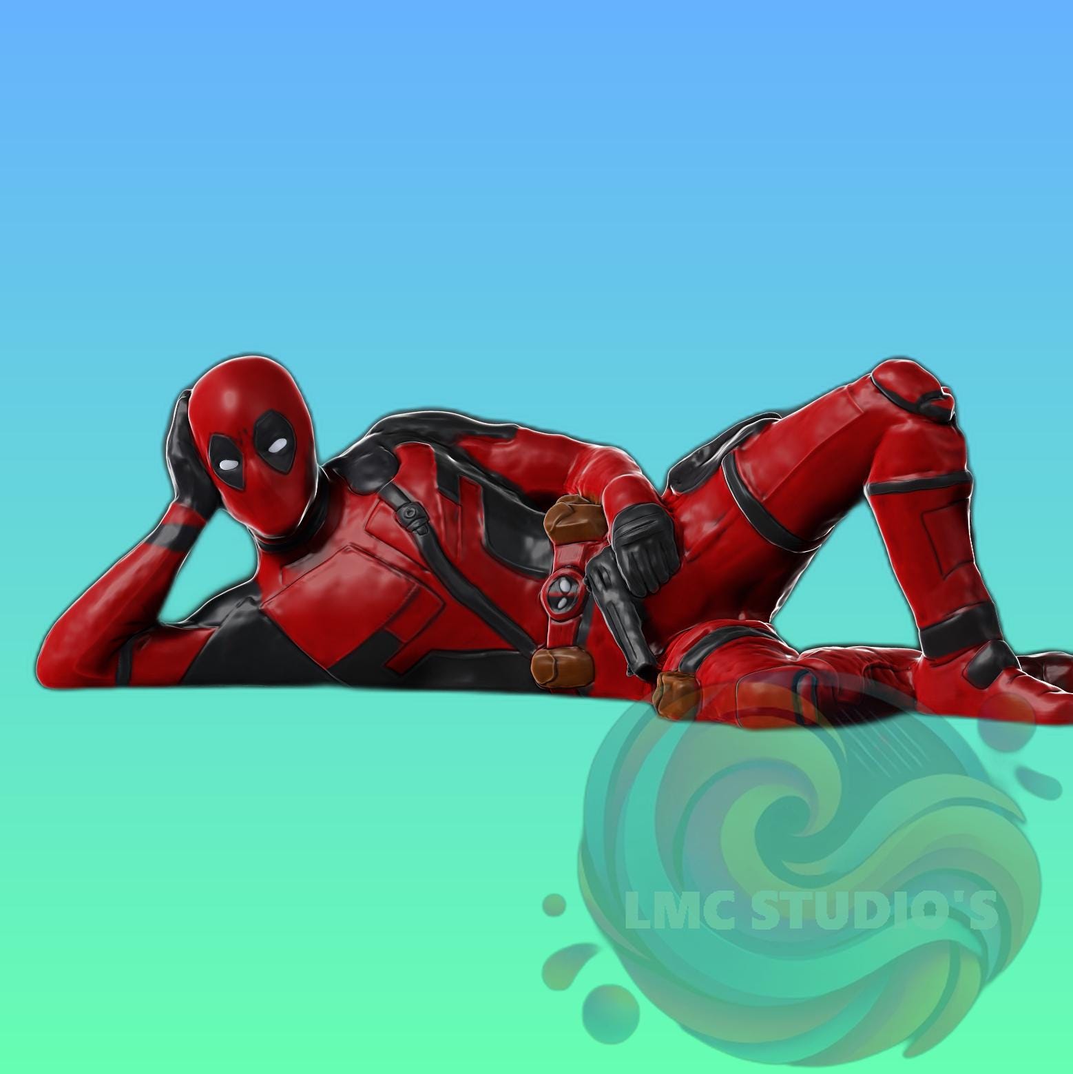 Deadpool in Lying Down Pose STL | Relaxed Anti-hero Model Perfect for Display | 3D Printable Model - Digital File