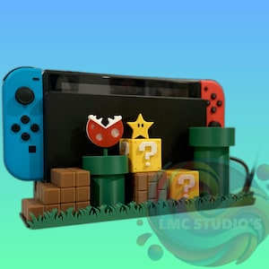 3Dプリント Nintendo Switch ドッキングステーション スーパーマリオ カートリッジ収納付き | コンソール用レトロゲームチャーム