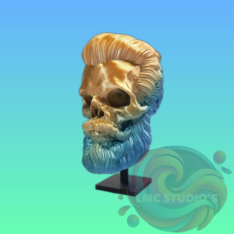 3D Printable Bearded Skull Head, Model,
