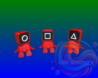 Fichier STL de garde de soldat de la place du jeu de calamars | Modèle 3D à tête carrée pour les fans | Téléchargement numérique instantané pour impression 3D