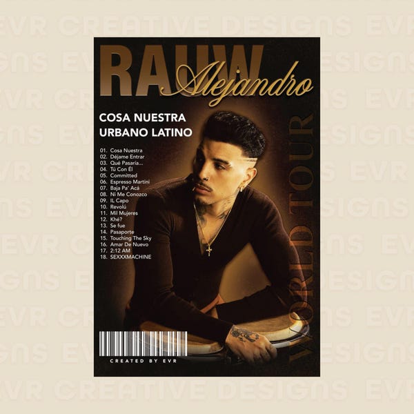 Rauw Alejdro - Cosa Nuestra inspiriert, Magazin Cover Poster, Musik Geschenk, Musik Wand Dekor, Fan Art Dekor
