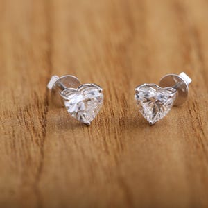 2.04 TCW Heart Lab Grown Diamond Stud Earrings in White Gold, D VVS2 IGI Certified
