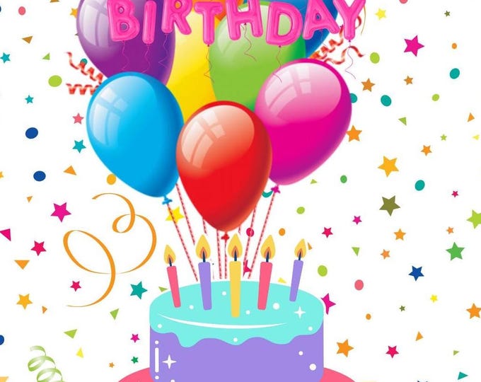 Funny Adult Birthday Card, "Our Age Is Merely the Number of Years the World Has Been Enjoying Us", Confetti, Balloons, Cake Design