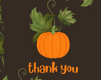 Thanksgiving Card: Pumpkins & Fall Leaves - Autumn Greeting