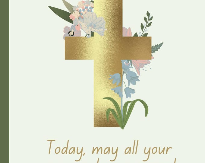 Religious Easter Card, Faith-based Easter card, Inspirational Easter card, Resurrection card, cross, flowers