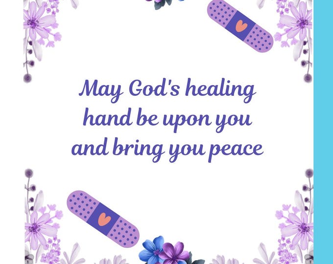 Floral Get Well Soon Card: Blue & Purple Band-Aid Design