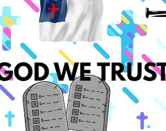 Christian Laptop Wallpaper, Bible, Crosses, Christian Flag, and the 10 Commandments, Faith-Based Digital Download, In God We Trust