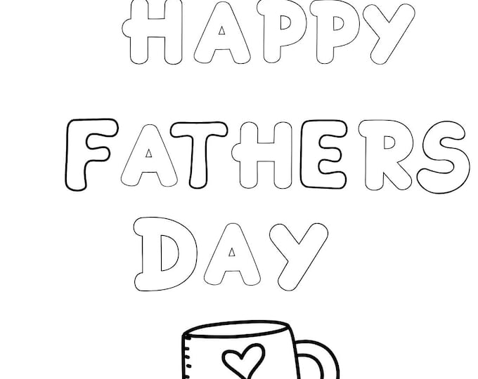 Let kids show their love with this fun and creative Father's Day coloring card. printable DIY card to color, fun design, digital download
