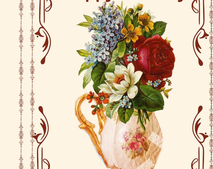Vintage Floral Birthday Card: Christian Message, Retro Style