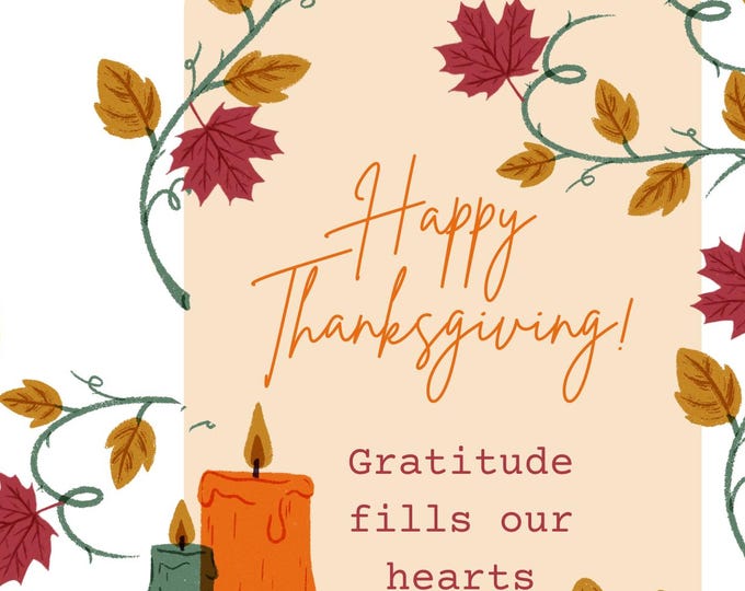 Thanksgiving Card 7x10 – Gratitude Message – Fall Greeting Card – Family & Friends Holiday Card – Pumpkin Pie – Happy Thanksgiving Card