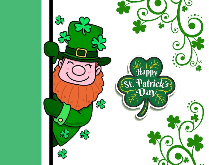 St. Patrick's Day Card, Irish Blessing, Lucky Clover Greeting, Rainbow Wishes