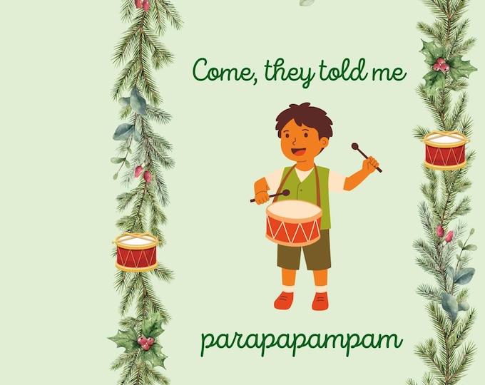 Little Drummer Boy Nativity Christmas Card, Biblical Holiday Greeting