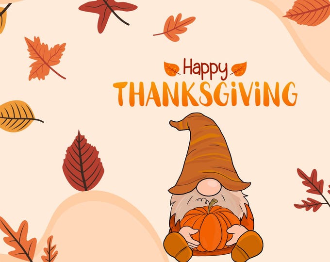 7x10 Happy Thanksgiving Card – Fall Digital Download Greeting – Printable Thanksgiving Wishes – Autumn Card for Family and Friends