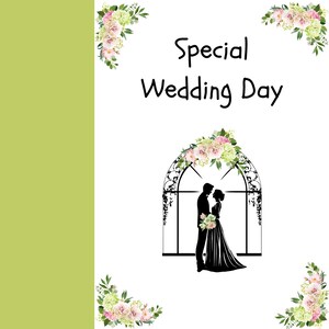 Cartão especial para o dia do casamento com arco e flores, cartão de felicitações para casal, cartão de amor elegante, saudação especial para o dia, parabéns românticos