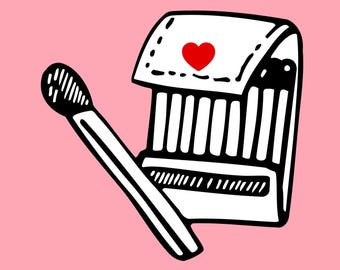Matchbook Valentine's Day Card, Funny Romantic Card (Digital Download)