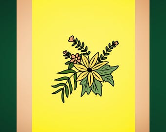 Spring Flower Sprigs Wall Art: Botanical Print (Digital Download)