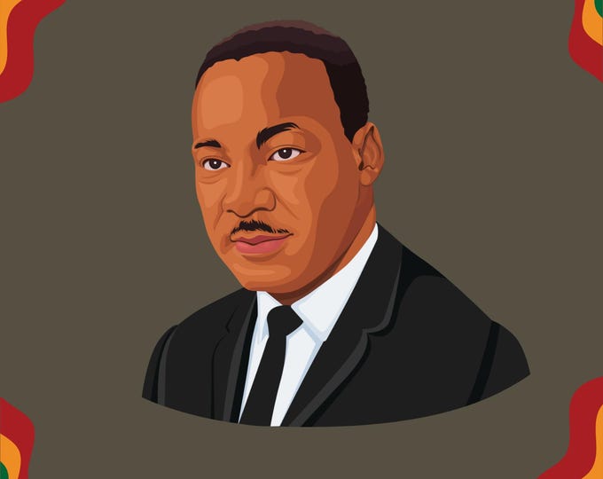 Rev Dr Martin Luther King Jr Wall Art Print, Civil Rights Leader Inspirational Portrait, Black History Art for Home, Office, or Classroom.
