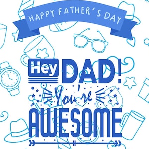 Vatertagskarte, Lustige und herzliche Karte für Papa, Hey Dad, Du bist super, ich liebe dich so viel, süße Vatertags-Grußkarte, Papa's Tag