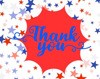 Patriotic Thank You Cards: USA Military, Veteran, 4th of July (Digital Download)
