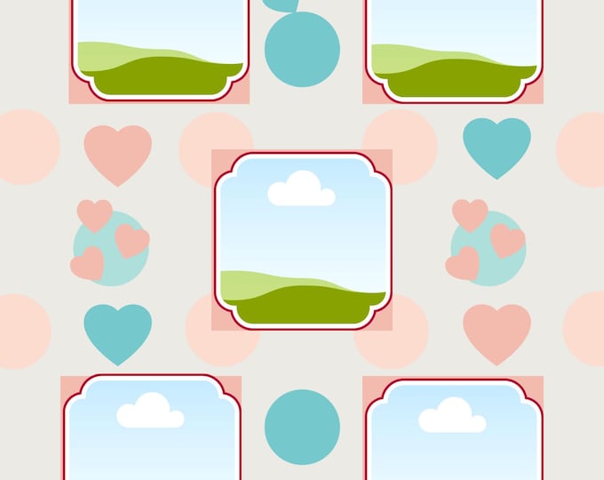 Pastel Heart & Circle Photo Collage: Custom Wall Art, Holds 5 Photos