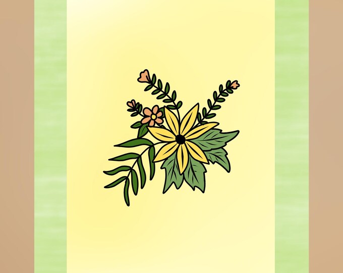 Wall decor for living room, printable frameable wall art download, nature-inspired frameable art, Springtime flower sprigs wall decoration,