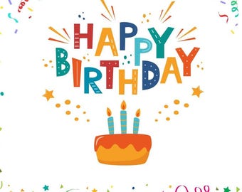 Colorful Celebration Card, Festive Birthday Card, Confetti, Streamers, Fireworks & Cake Design, Printable Greeting Card, Digital Download