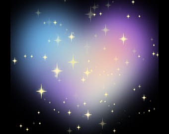 Watercolor Heart Art Print: Starry Night Sky, Romantic Galaxy Decor