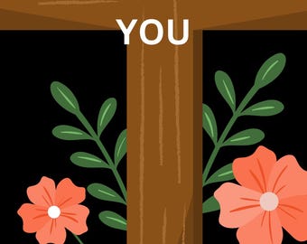 Jesus Loves You Phone Wallpaper: Cross and Floral Design (Digital Download)