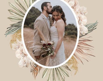 Elegant Floral Card for Guests and Loved Ones, Wedding Thank You Card with Flowers, Thank You for Sharing Our Wedding Day, Many Thanks