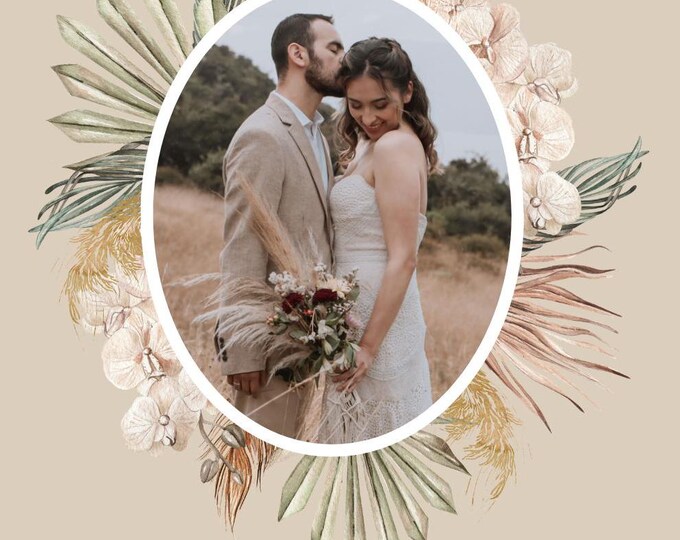 Elegant Floral Card for Guests and Loved Ones, Wedding Thank You Card with Flowers, Thank You for Sharing Our Wedding Day, Many Thanks