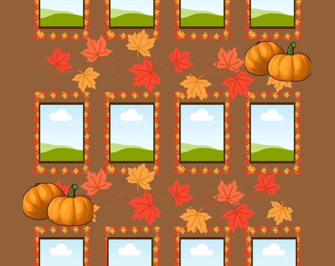 Fall Photo Collage Template: 12 Picture Autumn Frame (Printable Digital Download 16x20")