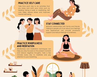 Mental Health Wellness Print: Self-Care Affirmations, Mindfulness Quote