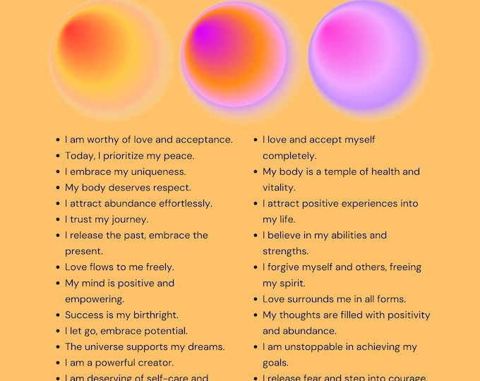 Daily Affirmations Wall Art, 16x20 Motivational Print for Positivity and Mindfulness, Self-Love Decor for Home or Office
